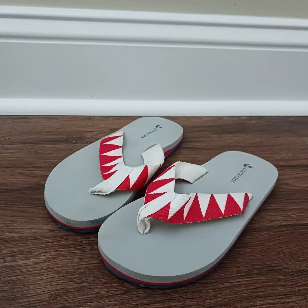 J Crew Crewcuts Boys Size 1 Flip Flops Red White Blue Patriotic